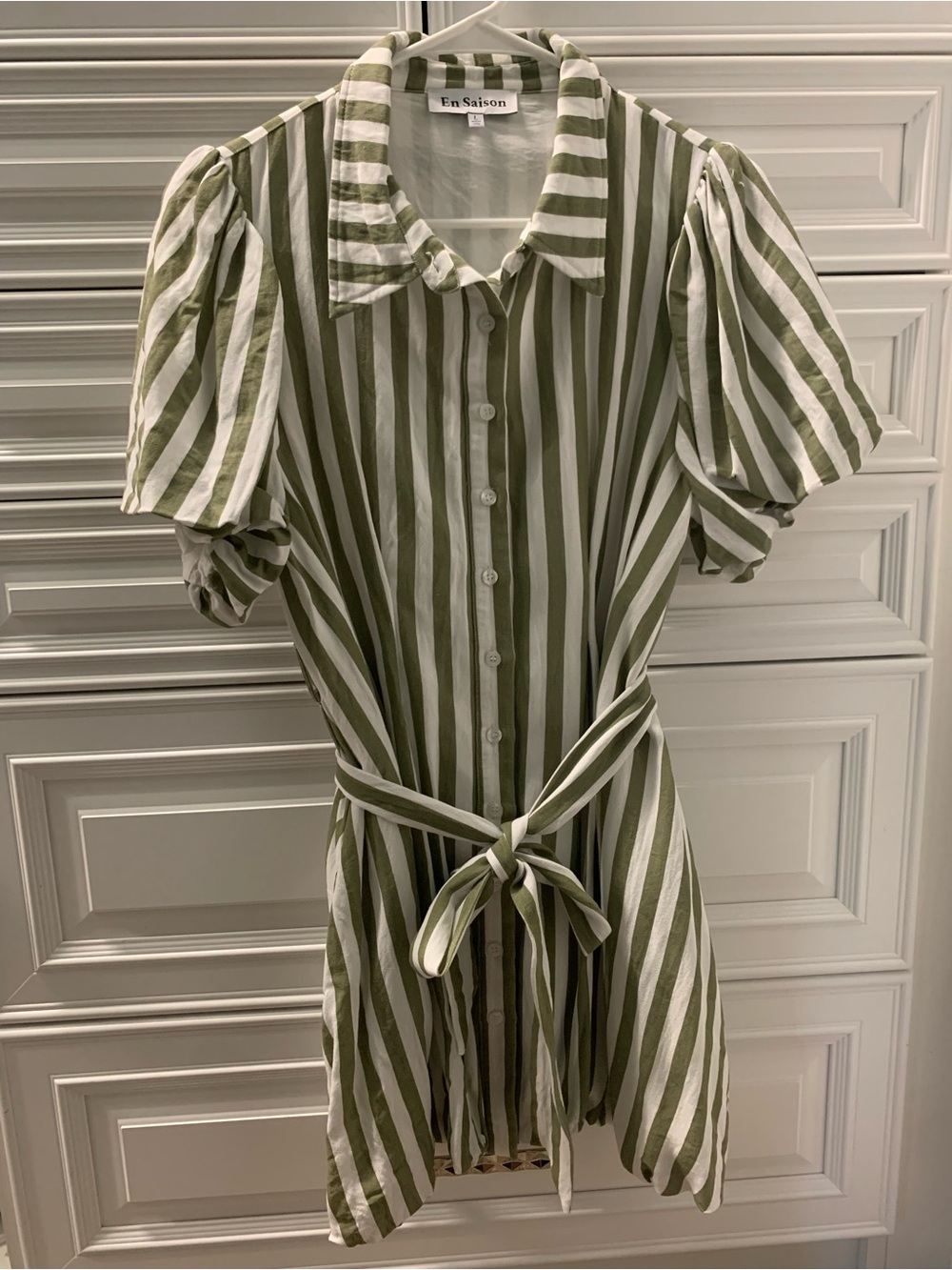 Olive Green & White Dress